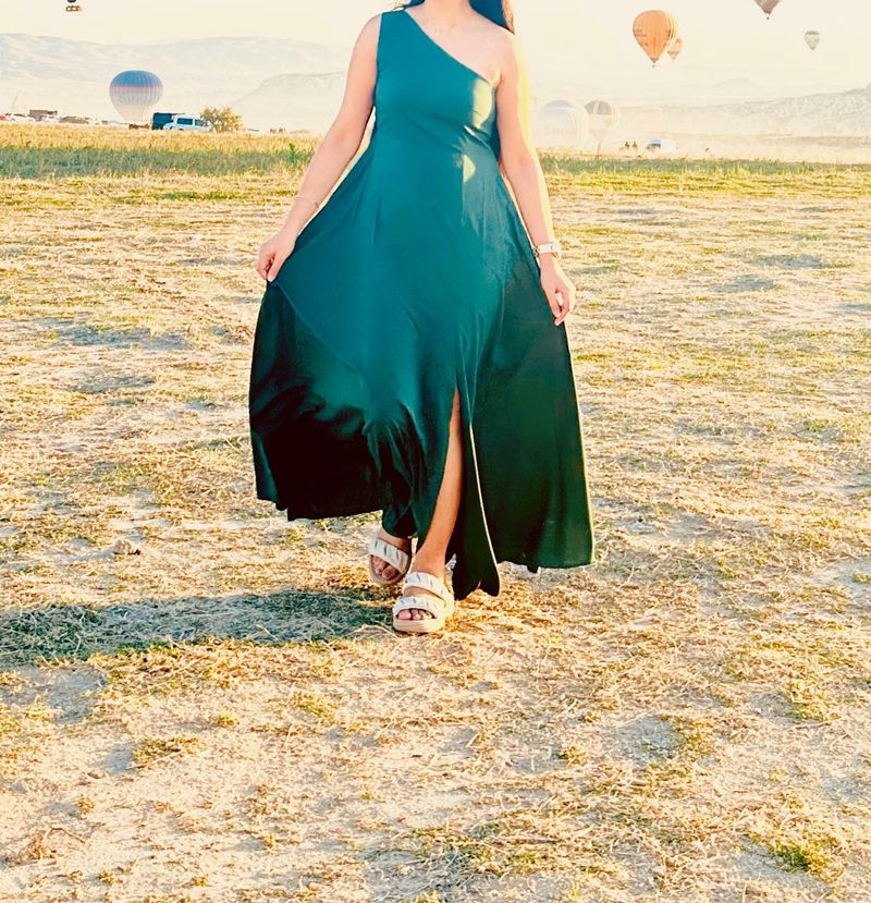One Shoulder Flared Maxi Dress