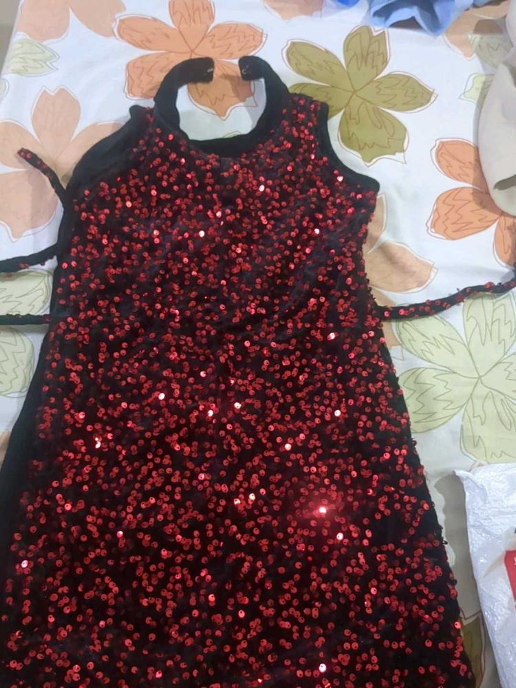 Red Sequin Party Dress