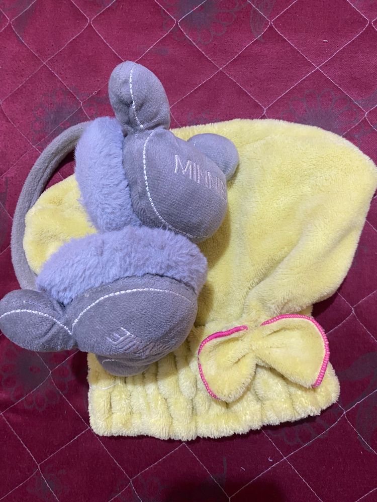 Cute Winter Ear Muffs And Microfiber Hair Drying T