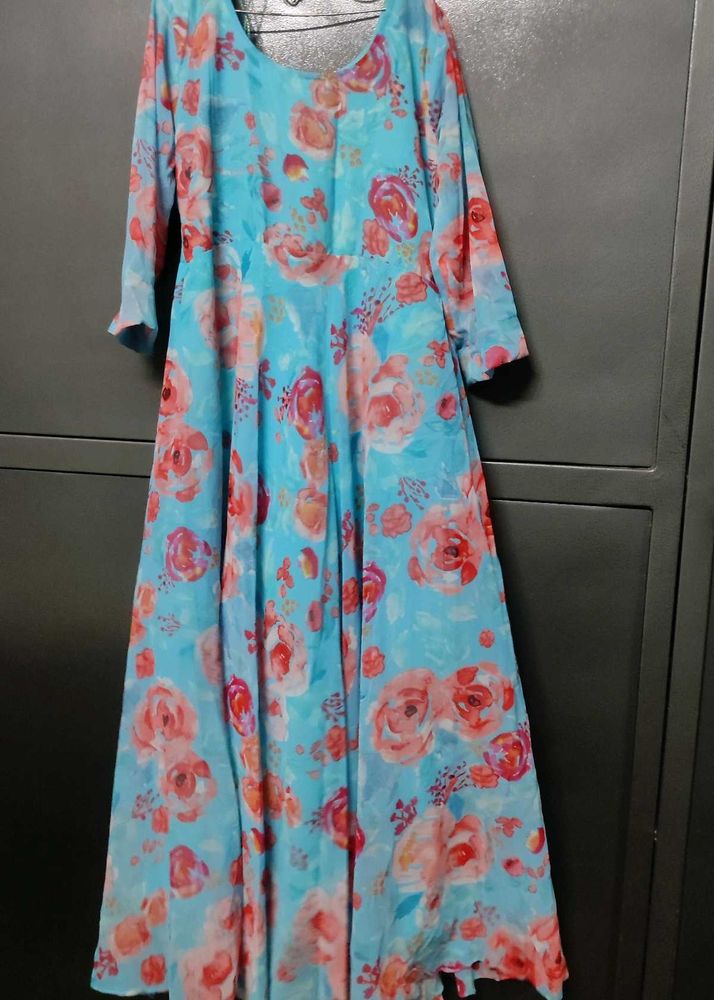 Floral Print Floor Touch Gown