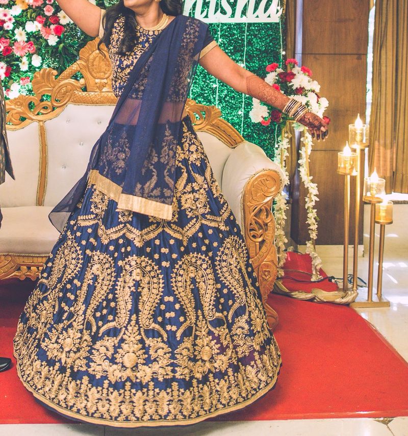 Elegant Golden Zari Lehenga For Sale