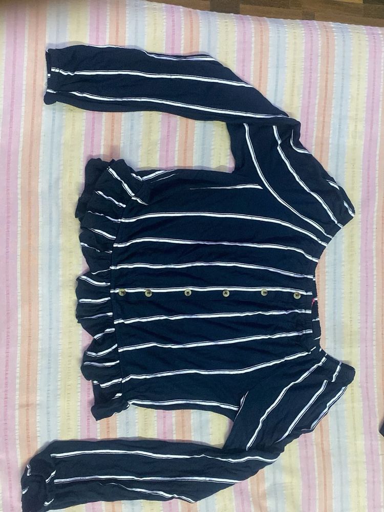 Deep Blue Ruffle Top