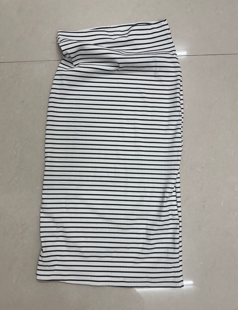 Women Striped Knit Pencil Skirt