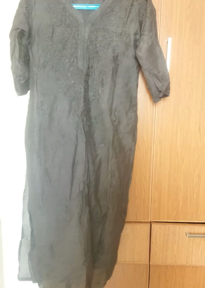 Chikkankari Black Kurta