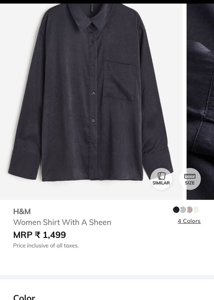 H&amp;M Black Sheen Shirt