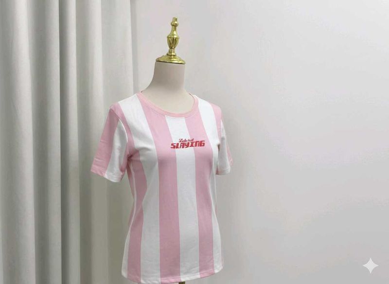 Striped 'Slaying' Tee