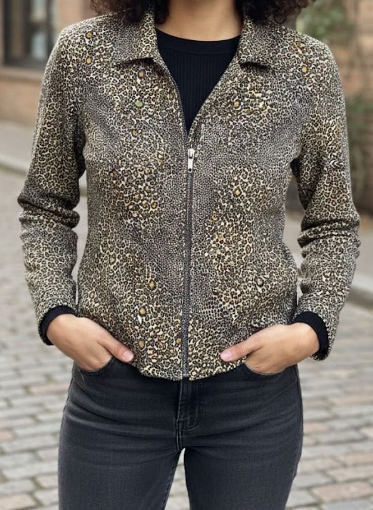 Animal Print Zip-Up Jacket