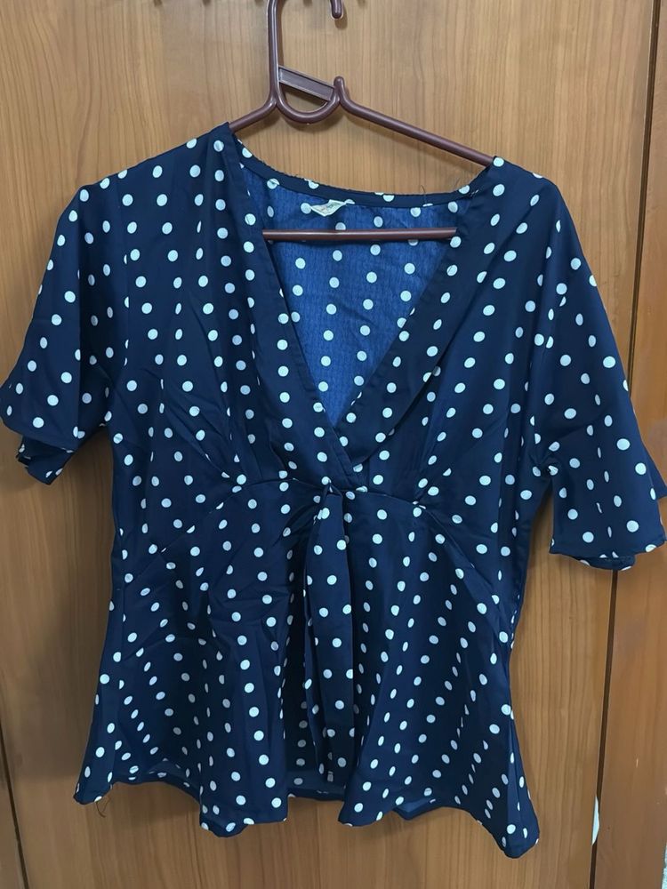 Polka Dot V-Neck Top