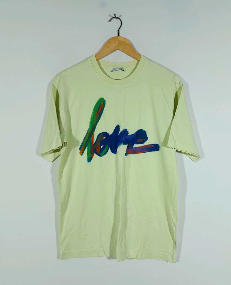 Lime Green Printed Oversized T-Shirt Men&#39;s