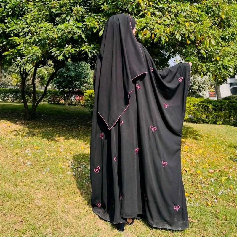 New Bow Burqa Abaya With Hijab