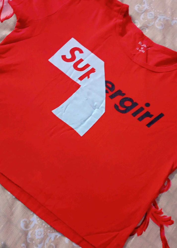Red Supergirl Crop Top