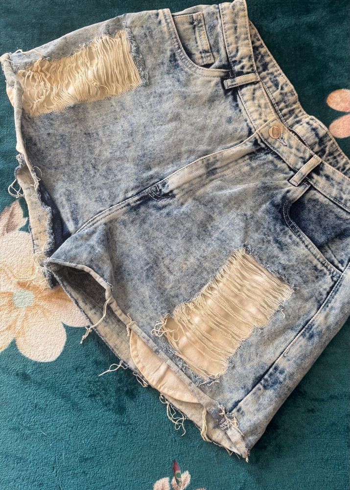 Distressed Denim Shorts