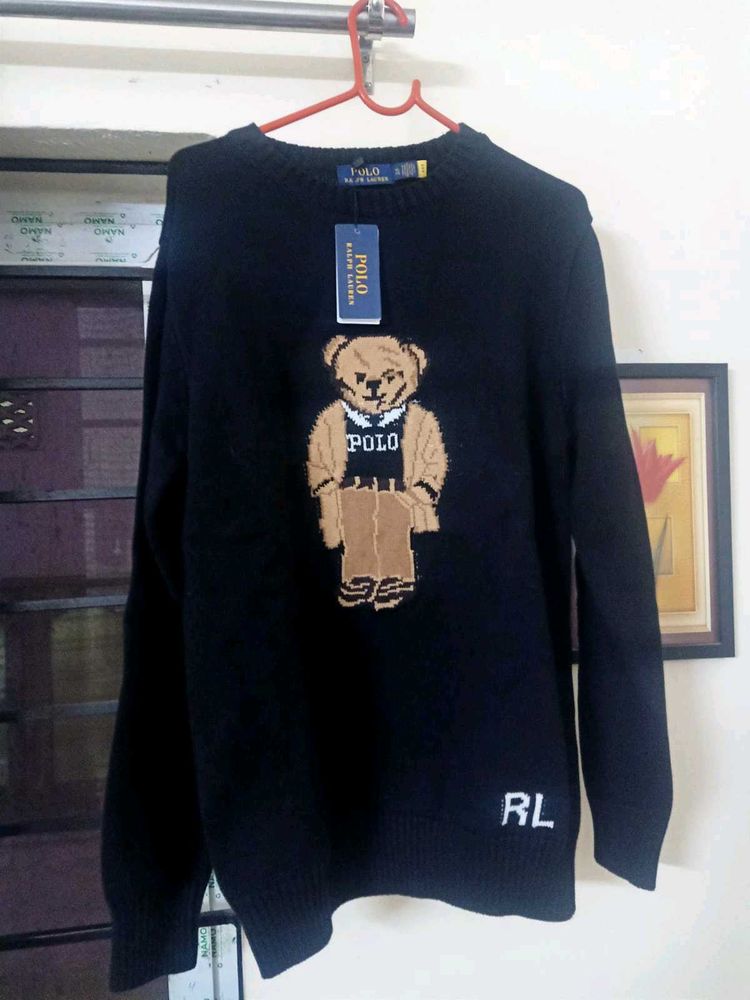 NEW RALPHLAUREN BLACK Polo Bear Sweater