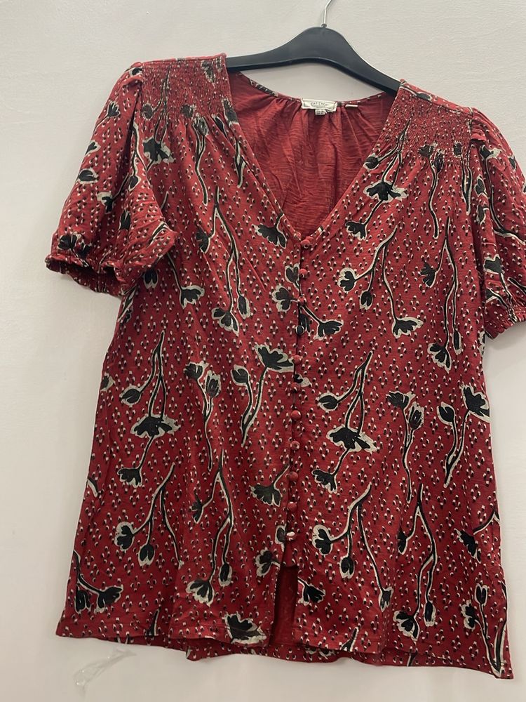 Maroon Printed Top