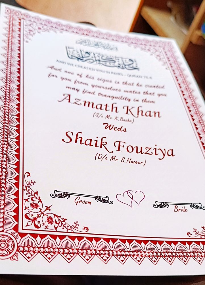 Nikah Nama Booklet Wedding Thumb Book