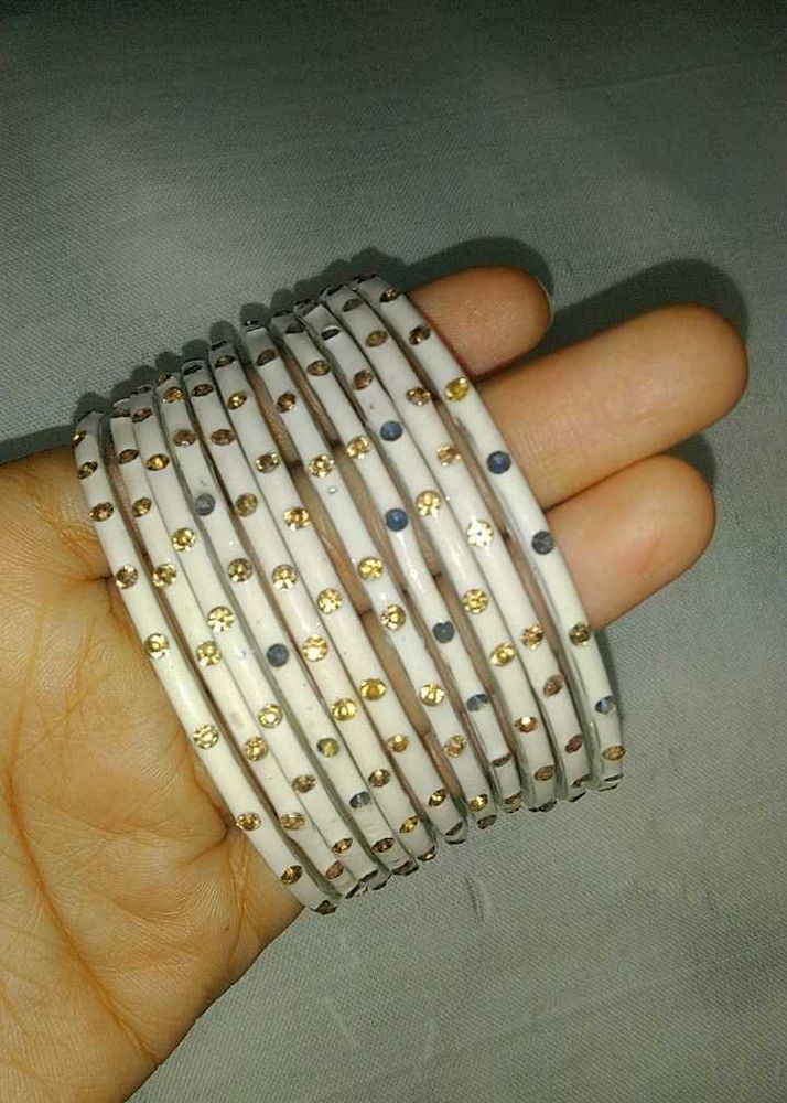 White Glass Bangles