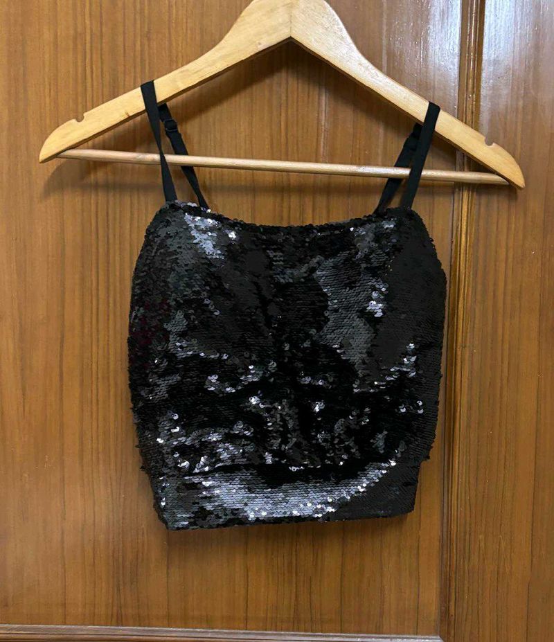 Sparkling Sequin Black Cami Top/ Blouse