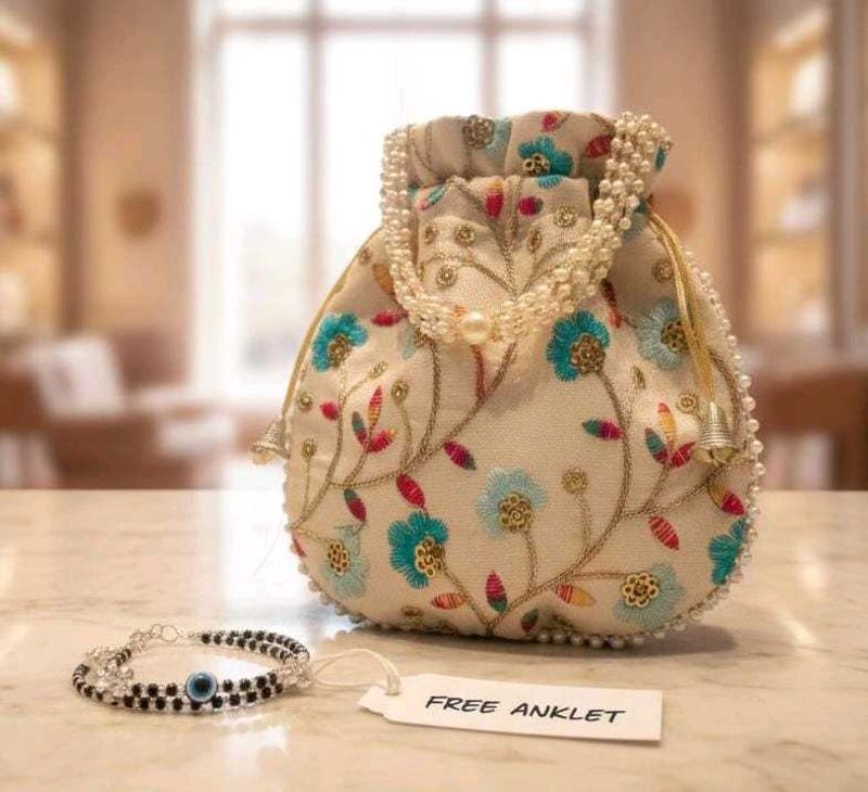 Floral Embroidered Potli Bag