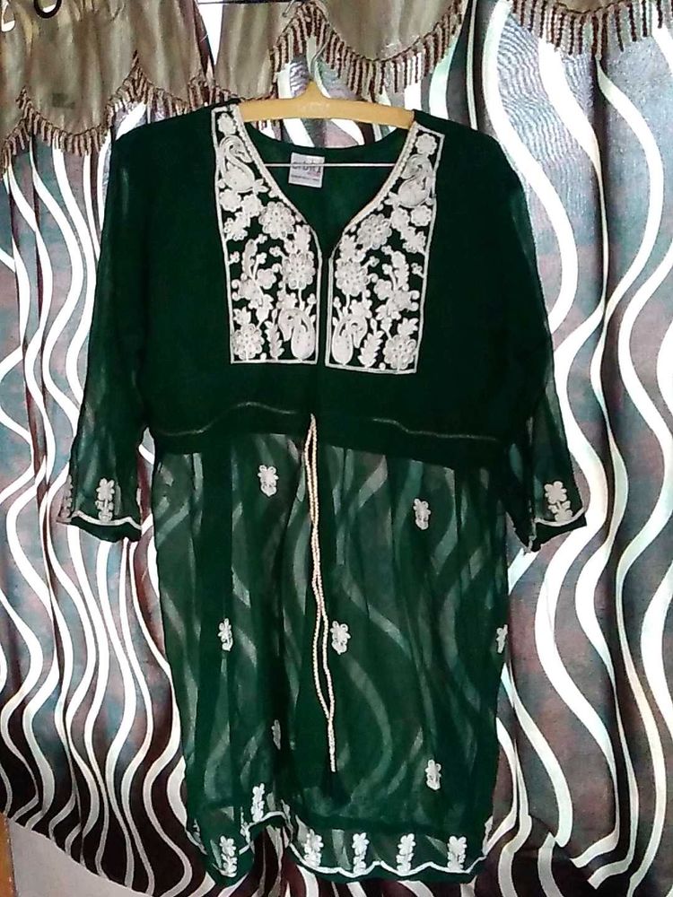 Green Embroidered Top