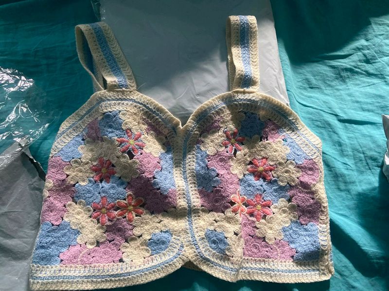 Pink Crochet Butterfly Top