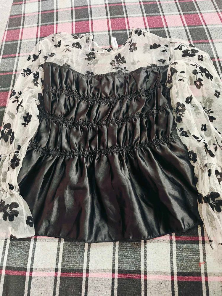 Floral Sheer Sleeve Top