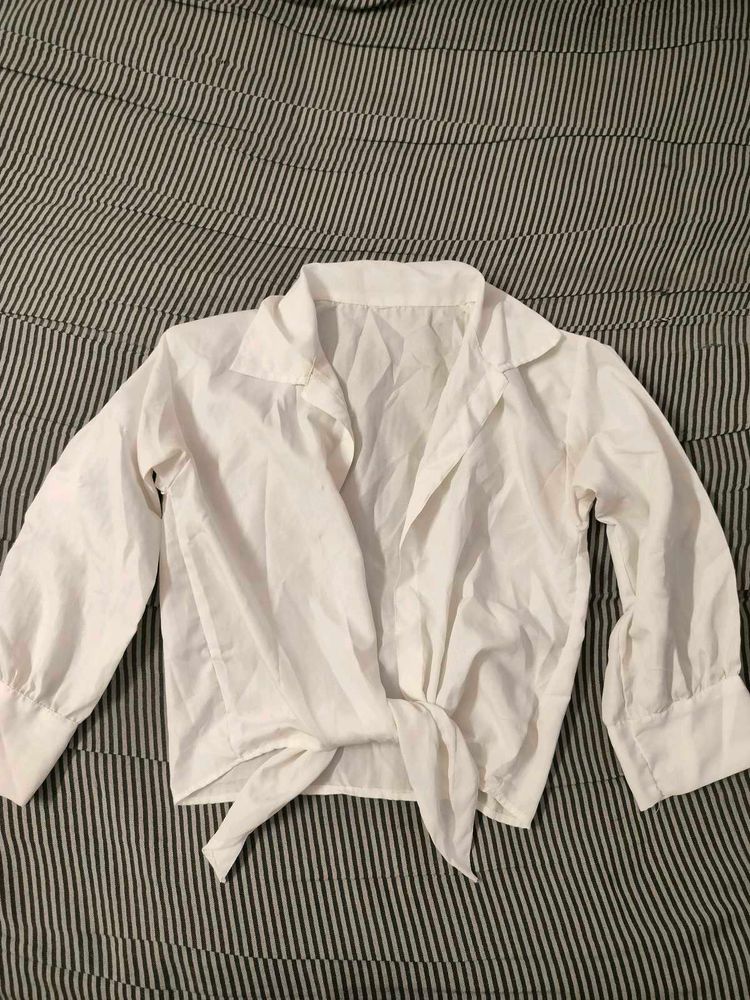 White Tie-Front shirt