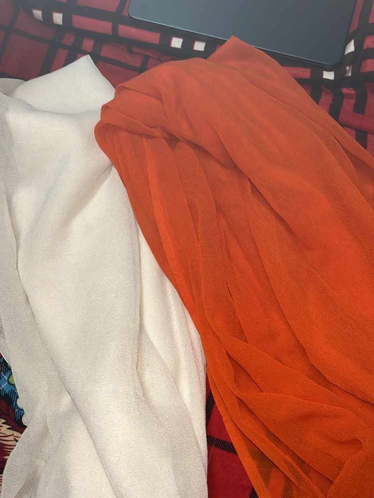 White And Orange Duppatta