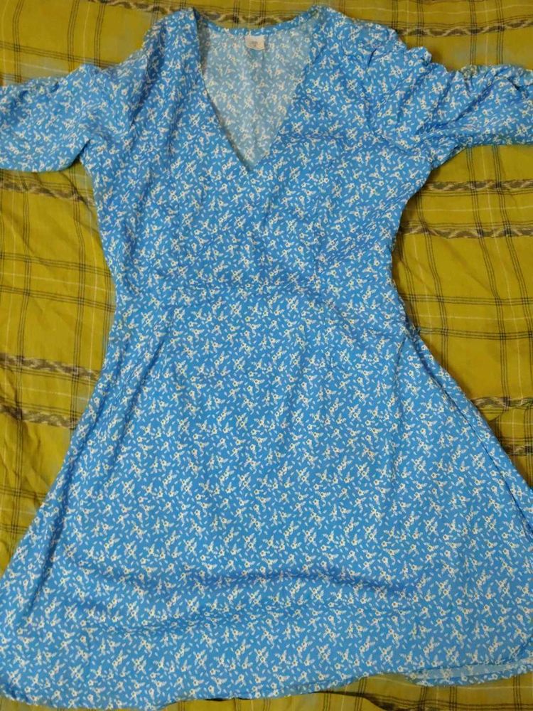 Blue Floral Print Dress