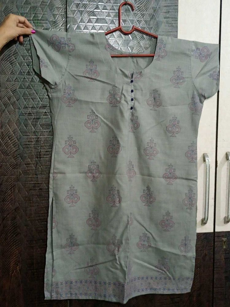 Elegant Grey Printed Kurta