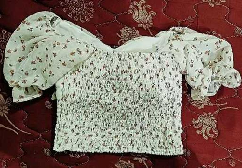 Floral printed padded crop top from baby girl