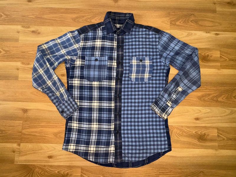 Uniqlo Blue Plaid Flannel Shirt