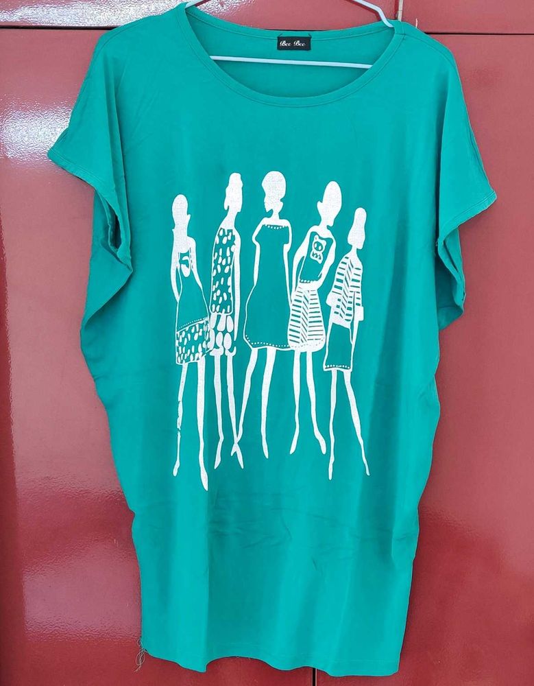 Sea Green Smart loose Fit Half Sleeve Top