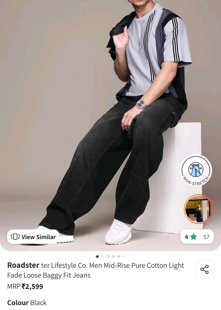 Roadster Black Baggy Jeans