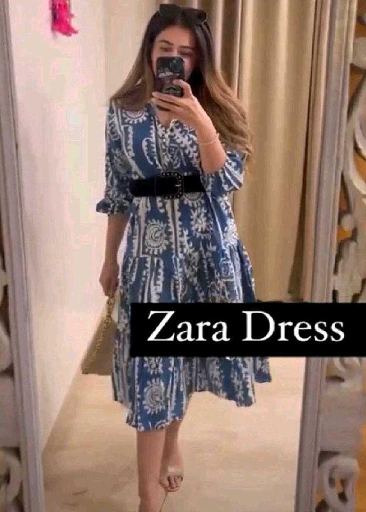 Stylish Blue Printed Zara Dress