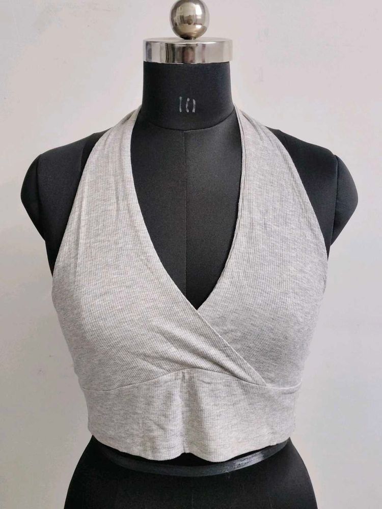 Grey Halter Crop Top
