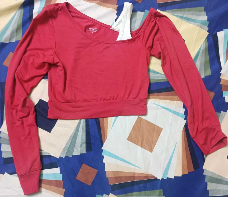 Cute Red Long Sleeve Crop Top