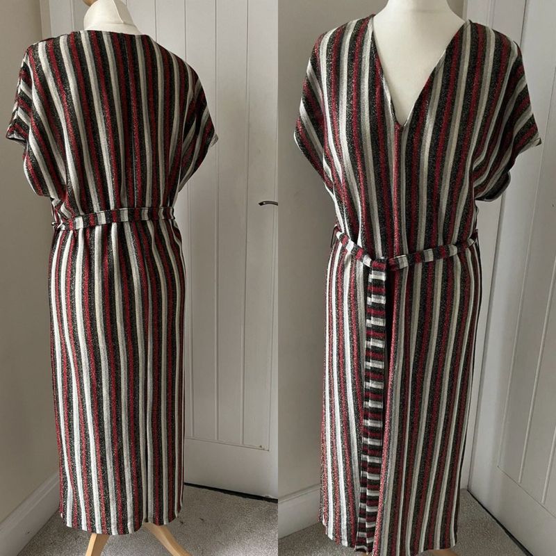 Zara  Striped Black Gold Metallic Midi Dress
