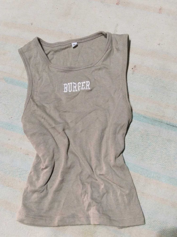 Olive Tank Top - Burger Graphic