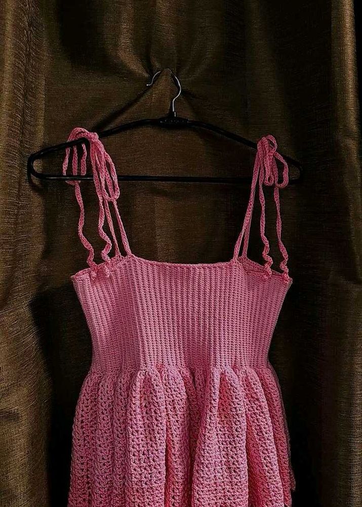 Pink Crochet Dress