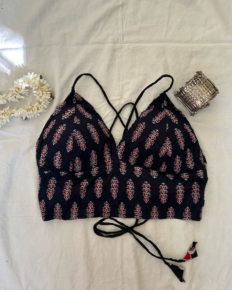 Double Side Wear Motif Print Bralette+short Kurti