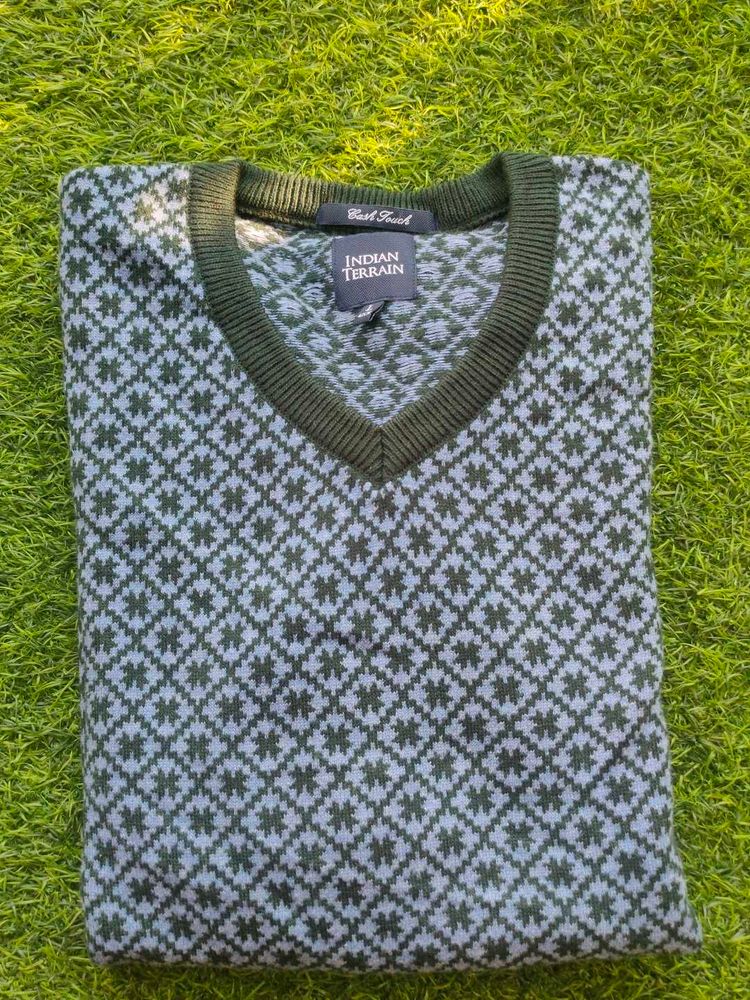 Indian Terrain Patterned V-Neck Sweater