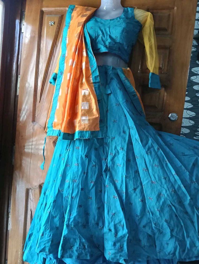 Blue Embroidered Lehenga Choli with Dupatta