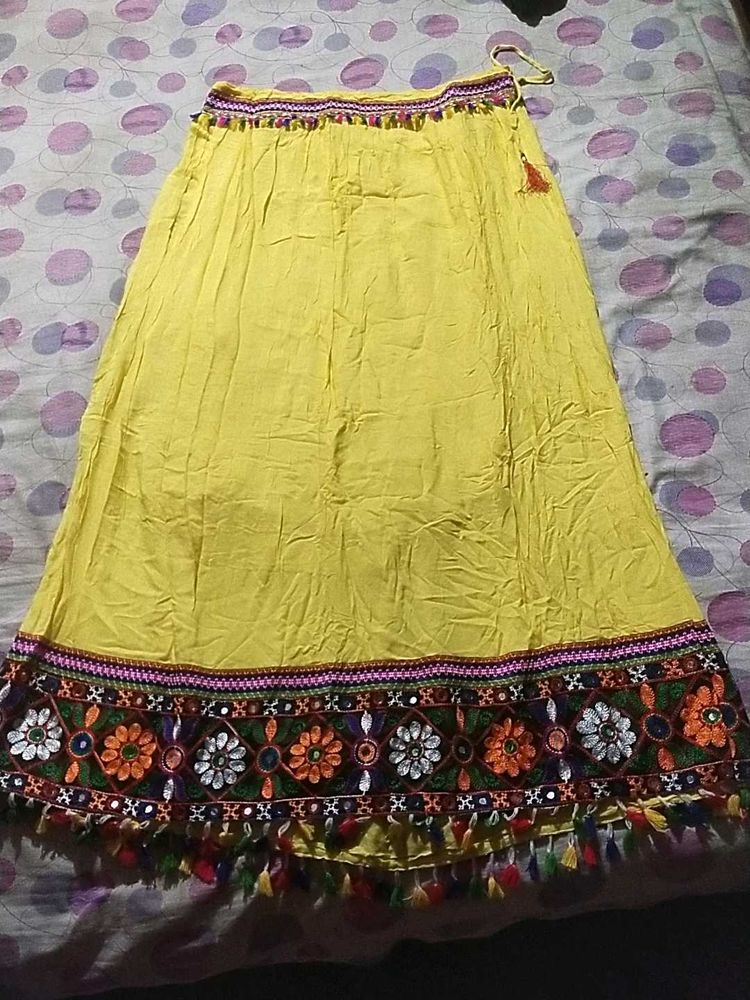 Yellow Embroidered Ethnic Skirt