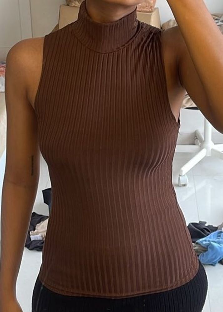 Brown Turtle Neck Top