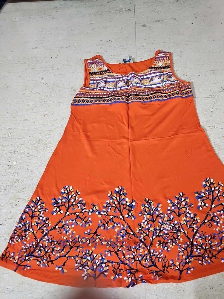 Orange Print Dress