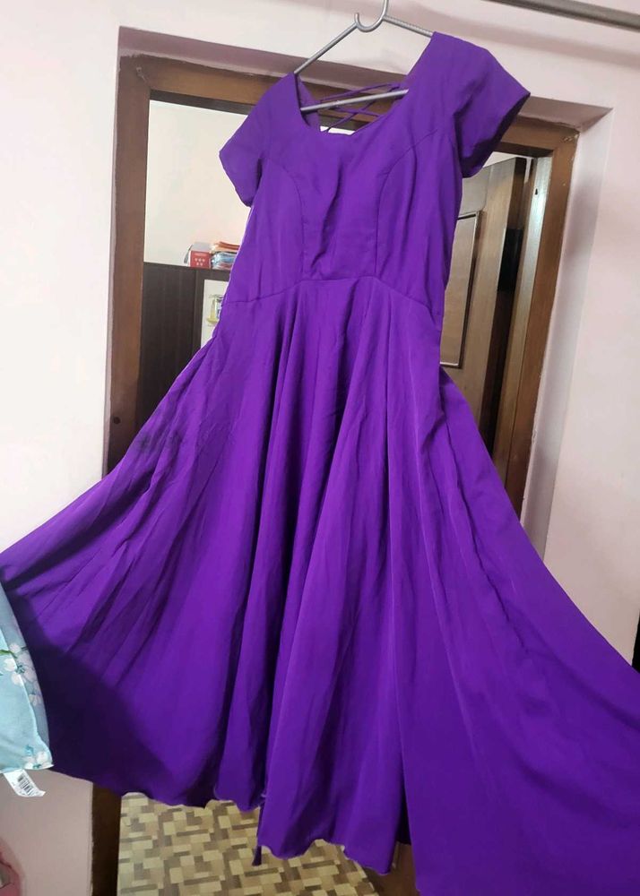 Purple Fit &amp; 360degree Flare Dress