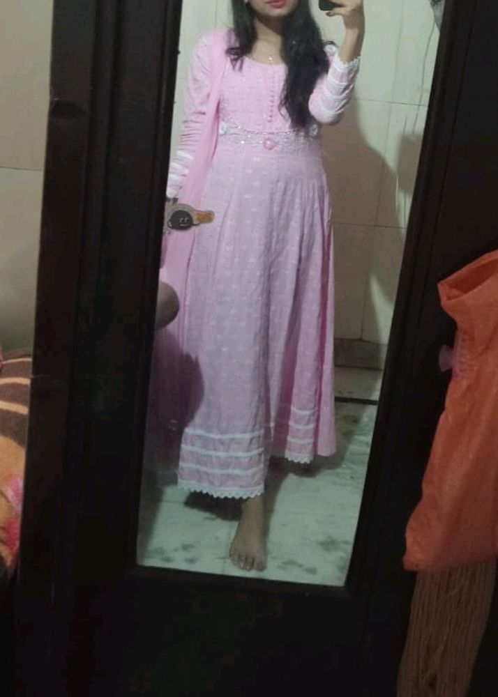 Pink Polka Dot Anarkali Suit