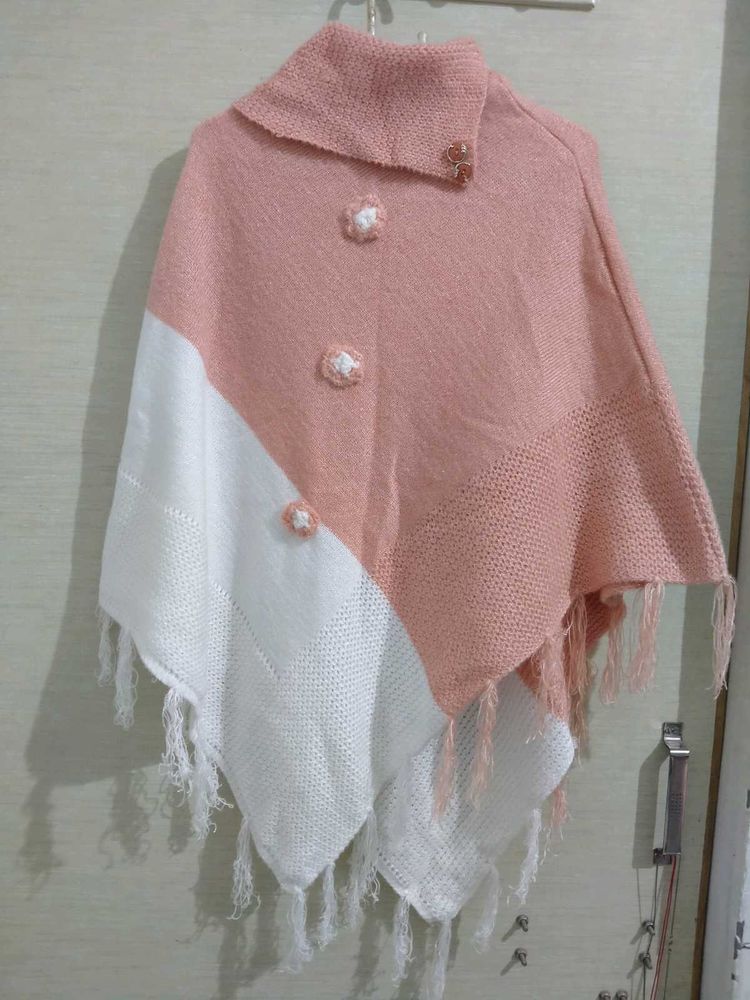 Peach &amp; White Poncho
