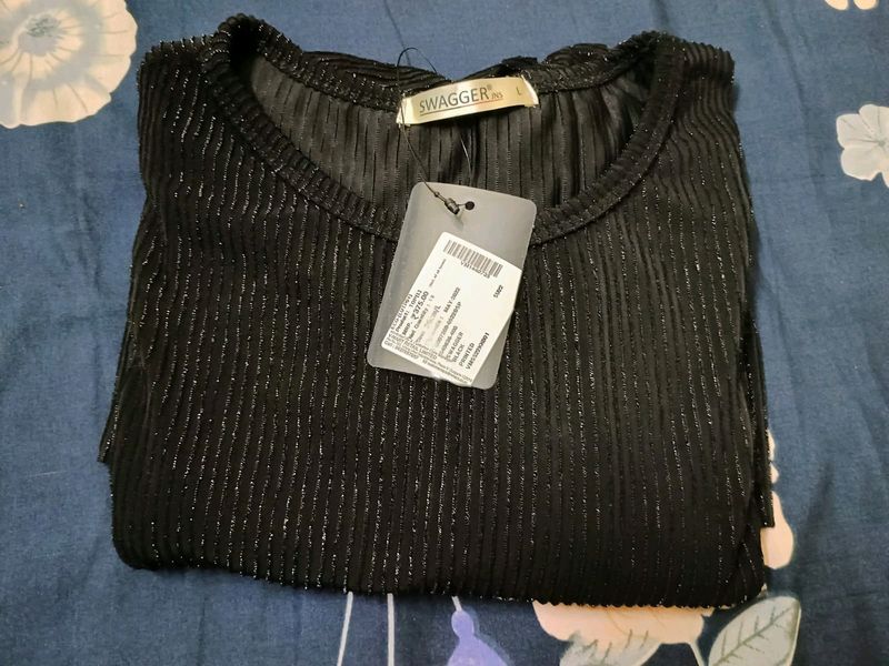 New Black Shimmer Party Wear Top