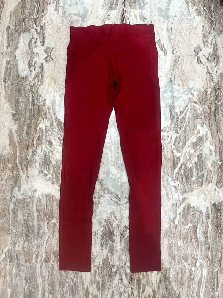 Maroon Stretch Pants | Jegging